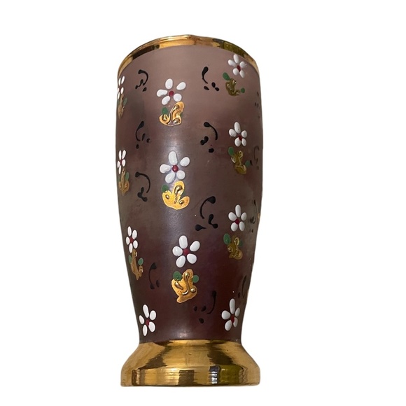 Vintage La Main Do'r Gold Gilt Enamel Hand Painted Pair Drinking Glasses - Picture 7 of 10